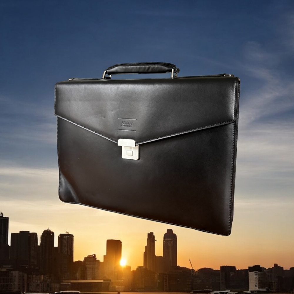 Unused Armani Collezioni Brown Leather Briefcase